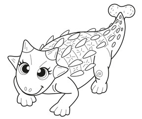 Coloring book for children baby Ankylosaurus