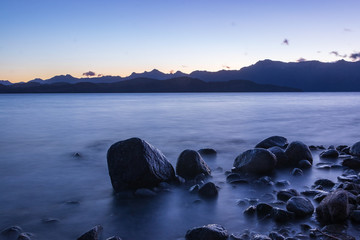sunset on a patagonia lake