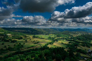 Panoramic view of the Massif Central in France