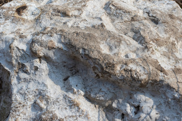 Texture of rock stone under solar rays in the evening