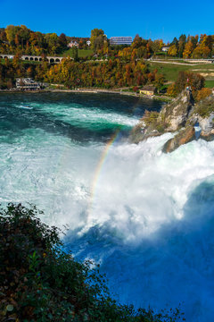 The Rhine Falls near Zurich at Indian summer, waterfall in Switzerland © Rostislav Ageev