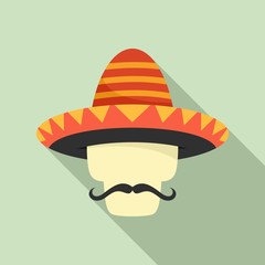 Mexican face man icon. Flat illustration of mexican face man vector icon for web design