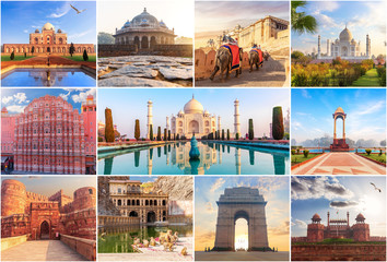 Famous places of India in the collage of photos