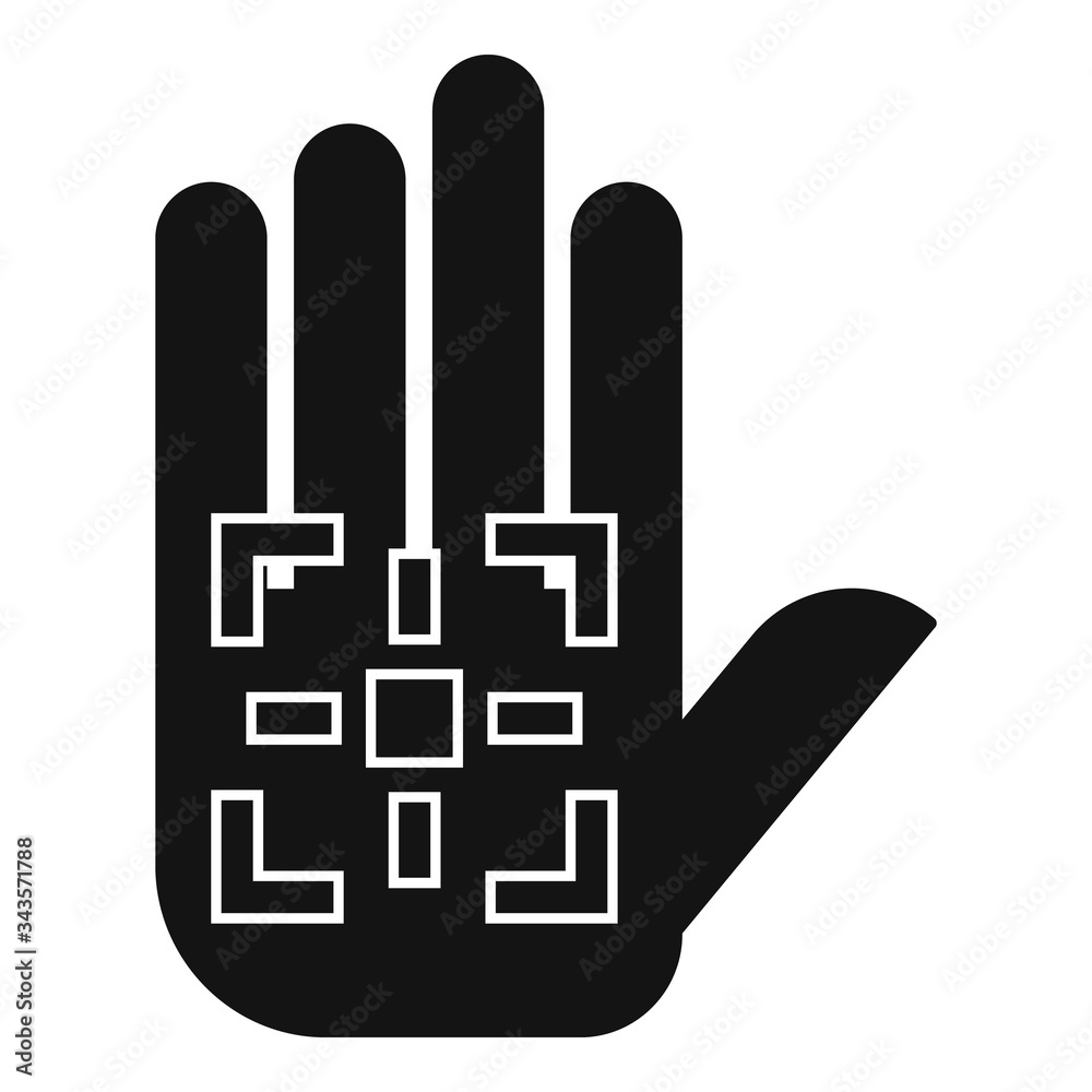 Poster palm biometric authentication icon. simple illustration of palm biometric authentication vector icon