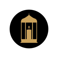 ramadan concept, traditional lantern icon, block line style