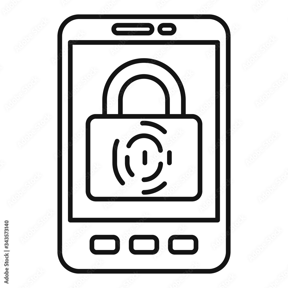 Poster smartphone biometric authentication icon. outline smartphone biometric authentication vector icon fo