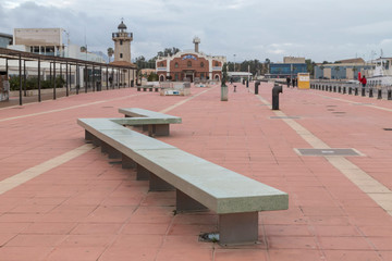Plaza in the Grau de Castellón, tourist and leisure area. Castellón de la Plana, Spain