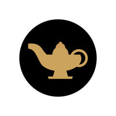 ramadan concept, islamic oil lamp icon, block line style
