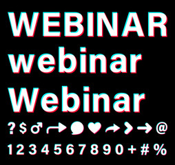 Webinar white sign on black background.