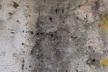 Close-up - gray-brown stone wall in the old facade of the house