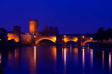 Fototapeta na wymiar Castelvecchio Verona bridge Landscape