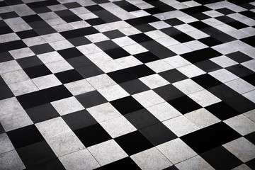 black and white checkered floor tile background