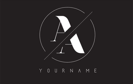AA A Letter Logo with Cutted and Intersected Design and Round Frame.
