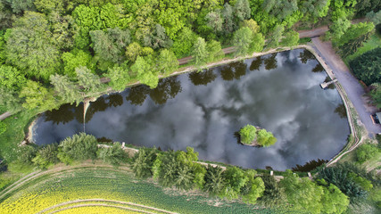 Rapsfelder Landschaft von oben