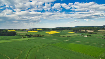 Rapsfelder Landschaft von oben