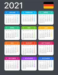 2021 Calendar - vector template graphic illustration - German version