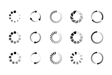 Set of website loading icon. Circle buffer loader or preloader. Download or upload status icon. Vector illustration