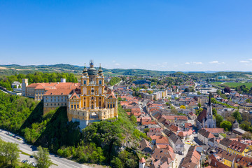 Fototapeta premium Melk in Wachau, Lower Austria. Cityview to the town during summer.