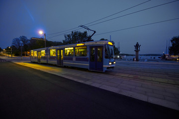 tram at night