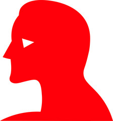 Red silhouette of a woman with long hair. Vector design for a beauty salon. Girl icon. A white figure on a red background.