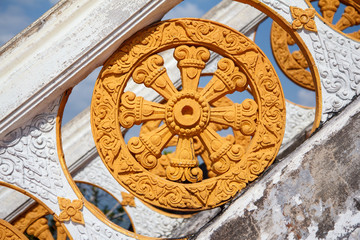 Wheel of Dharma. Tiger Cave Temple in  Thailand