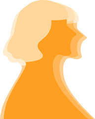 Silhouette of a girl in profile. Short blond hair. Icon of a woman.