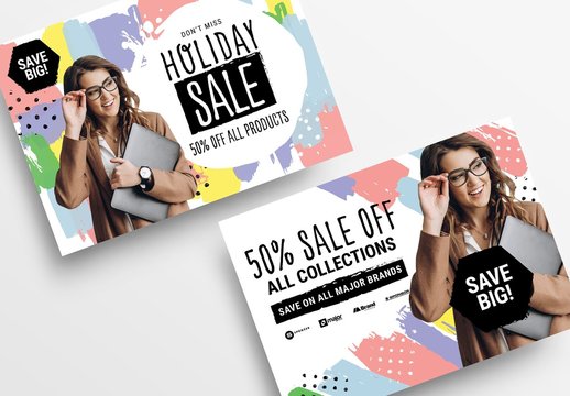Colourful Flyer Layout with Paint Brush Pattern