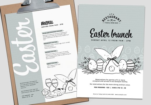 Menu Layout with Easter Illustrations