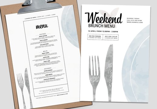 Menu Layout with Plate Cutlery Illustration