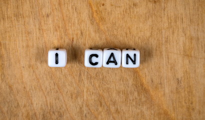 cube words on the wooden table