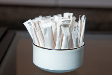 blank plastic pouch snack packaging . White package for sugar clipping path pattern white packaging for snack .