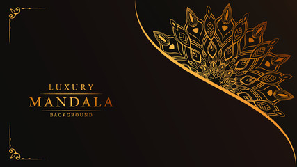Luxury ornamental mandala design background with golden arabesque pattern arabic islamic east style