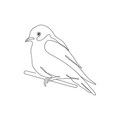 Continuous line drawing finch canaries bird.