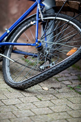 bent rear wheel of an old bicycle