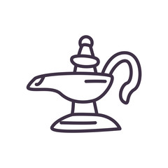 Aladdin magic lamp line style icon vector design