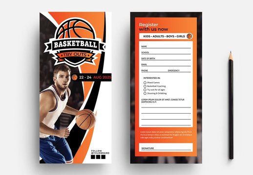 College Basketball Dl Flyer Rack Card Layout