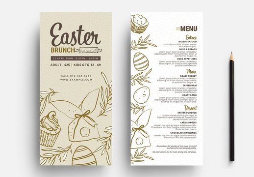 Compact Menu Layout with Easter Illustrations