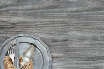 Fototapeta premium Vintage cutlery on the old wooden background