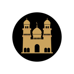 eid mubarak concept, islamic mosque icon, block style