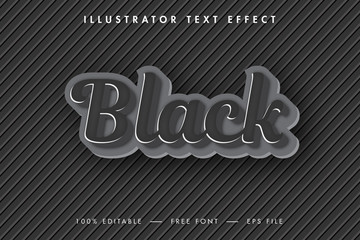 Black 3d Text Effect and Editable Premium Vector.