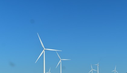 wind turbine on blue sky