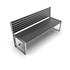 3D image street bench. Metal and wooden. Sketch Isometric.2 3