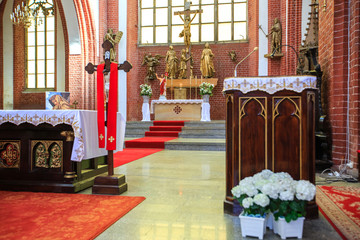  Interior of a medieval catholic cathedral.