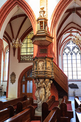 Fototapeta na wymiar Interior of a medieval catholic cathedral.