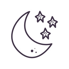 Isolated moon and stars line style icon vector design