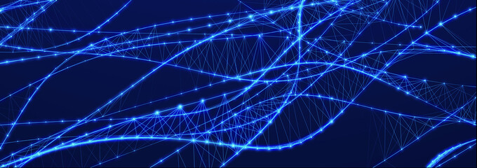 Abstract digital connection dots. Technology background. Network connection structure. Plexus effect. 3d rendering