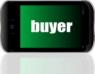 Text buyer. Business concept . Detailed modern smartphone