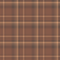 Seamless pattern in interesting cozy brown colors for plaid, fabric, textile, clothes, tablecloth and other things. Vector image.