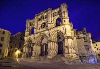 Fototapeta na wymiar Cathedral at night, Cuenca, Spain