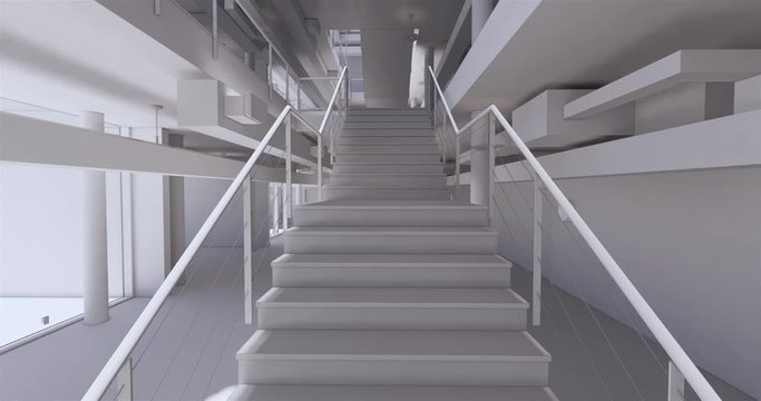 Concept of visualizing an empty public space of a business center with a staircase
